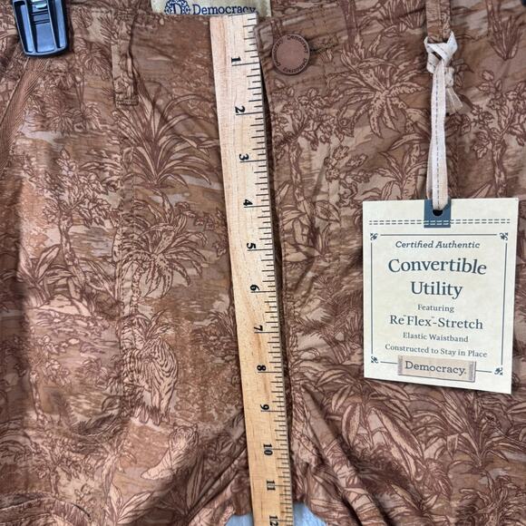 Democracy Flexellent NEW Pants Womens 10 Brown Floral Utility Cuff Stretch Cargo - Picture 9 of 12